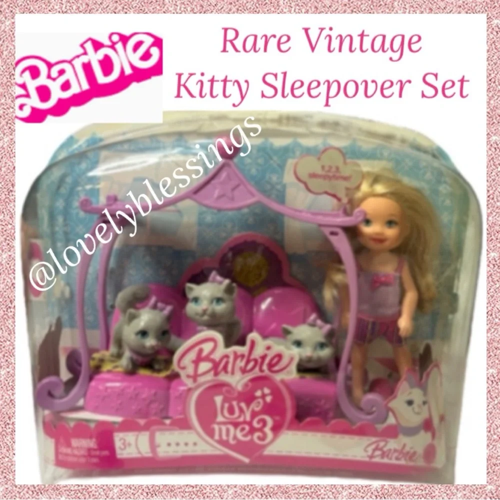 Barbie Kitty Sleepover Luv Me 3 Kittens Vintage Toys Miniatures Doll Accessories